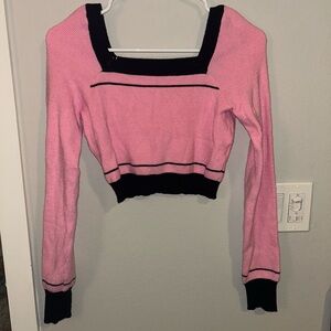 SHEIN Pink Knit Top with Black Accents